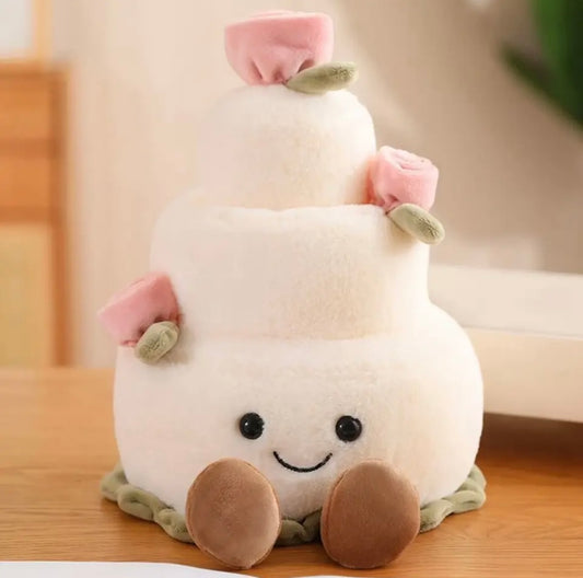 Plush wedding cake decor for bride & groom